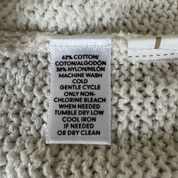 LOFT Ivory Cream Cotton Nylon Crewneck Lightweight Sweater Size Medium - Picture 5 of 8